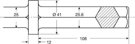Шестигранный хвостовик (длина 108 мм) зубила для пневматического отбойного молотка