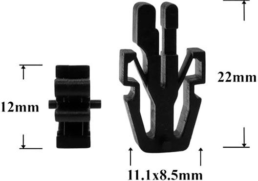 Клипса автомобильная крепежная фигурная AS-015 - размеры