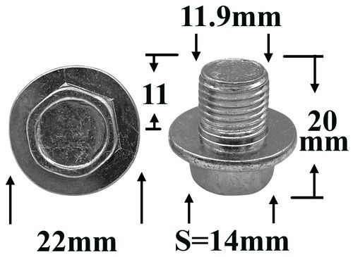 Болт автомобильный М10x15 с шестигранной головкой и фланцем H2143