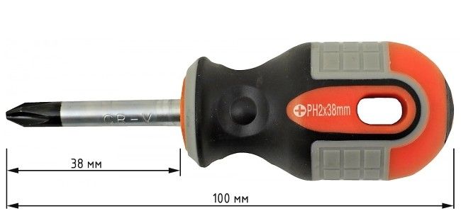 Отвертка крестовая PH2x38 мм Ombra ROUND GRIP 751238