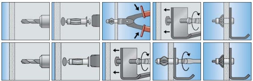 Металлический дюбель HM - монтаж