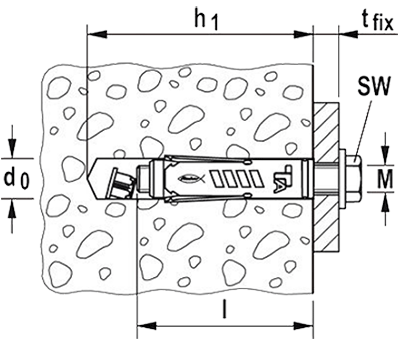 Анкер для высоких нагрузок Fischer TA M-S - схема, чертёж
