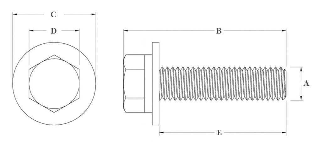 Болт шестигранный М6х1х12 мм с шайбами SN-10145 - схема, чертеж