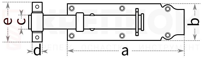 Задвижка с плоской ручкой - схема, чертеж