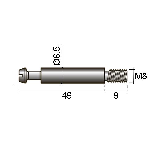 Шток эксцентрика односторонний MAXI FIX М8, TE135FZ - размеры