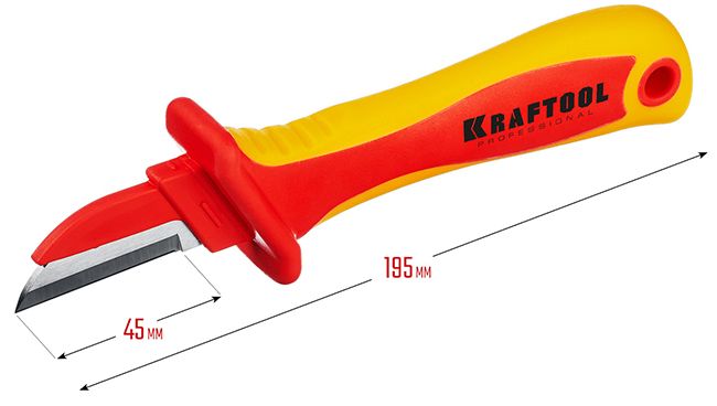 Нож электрика диэлектрический прямой KN-1 Kraftool 45401 - размеры