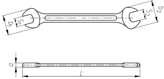 Ключ гаечный с открытым зевом двусторонний - схема
