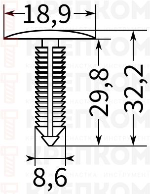 Клипса автомобильная крепежная нажимная AS-198 - схема
