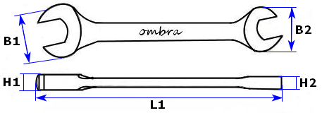 Ключ гаечный рожковый Ombra 19х22 мм, схема