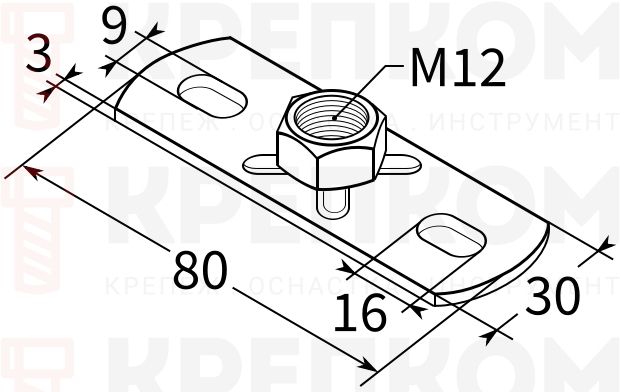Пластина опорная для средних нагрузок 3F2 TERMOCLIP - схема, чертеж