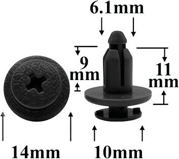 Клипса автомобильная крепежная с нажимным штырьком AS-274 - схема