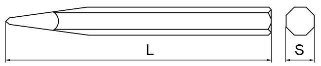 Зубило пикообразное 18x300 мм DIN 7256, 8 граней, Rennsteig RE-3303000, сталь Cr-V, полированное - схема, чертеж