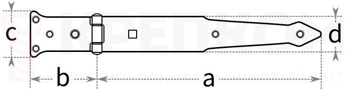 Петля стреловидная для ворот и калиток - схема, чертеж