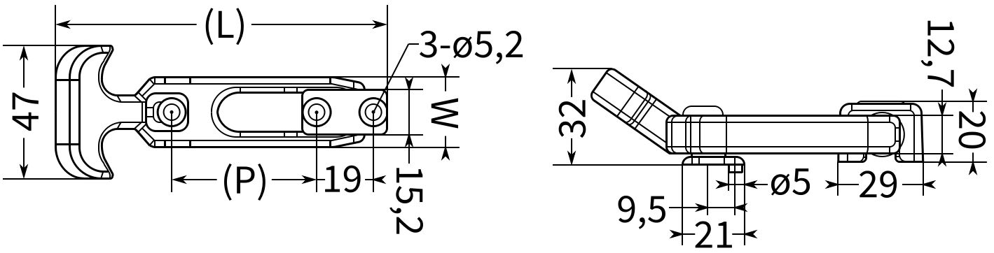 Защелка резиновая для ящиков, боксов L=110 B89-2 схема