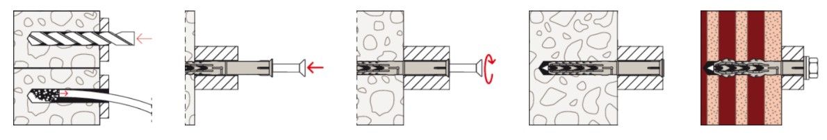 Дюбель фасадный удлиненный Fischer SXRL-T - монтаж