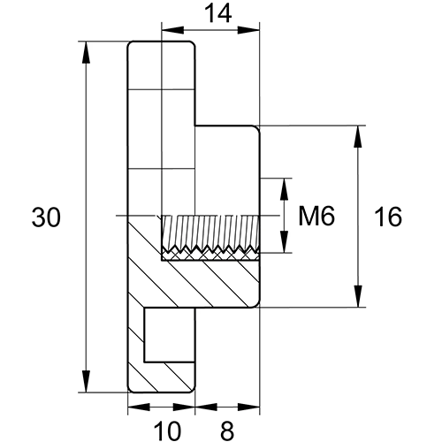 Барашек пластиковый проходной D 30 - схема
