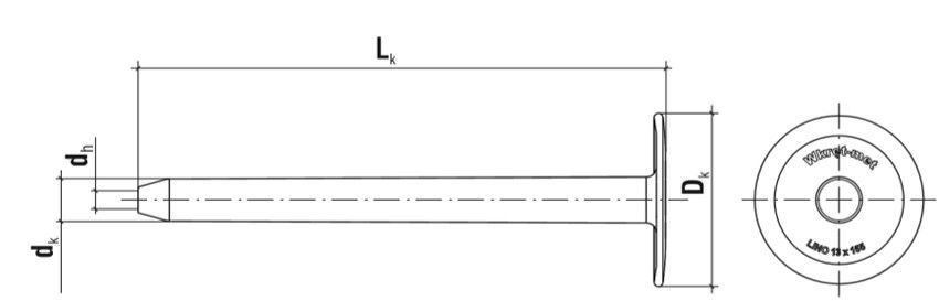 дюбель LINO WKRET-MET - схема, чертеж