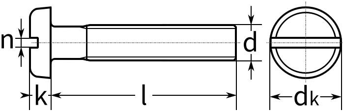 Винт с прямым шлицем DIN 85 - схема