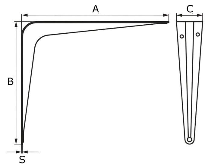 Полкодержатель - размеры