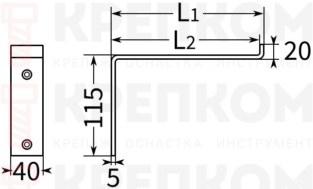 Кронштейн Домарт ЛОФТ мод. 1 - схема, чертеж