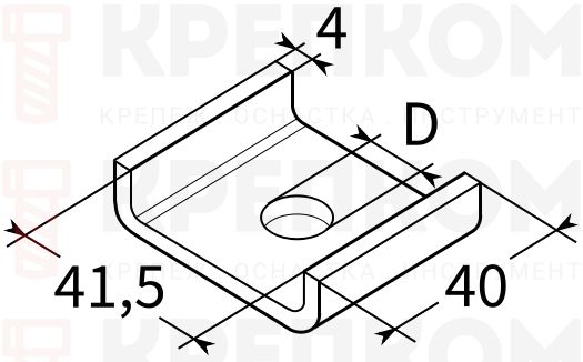 Шайба U-образная Fischer HK 41 для профиля-схема