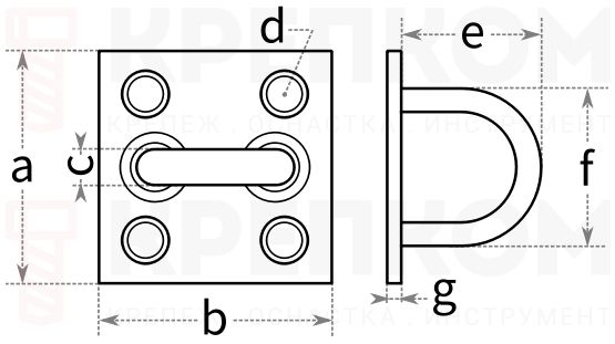 Проушина для навесного замка - схема, чертеж