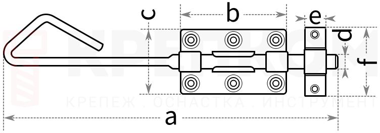 Накладная удлиненная задвижка - схема, чертеж