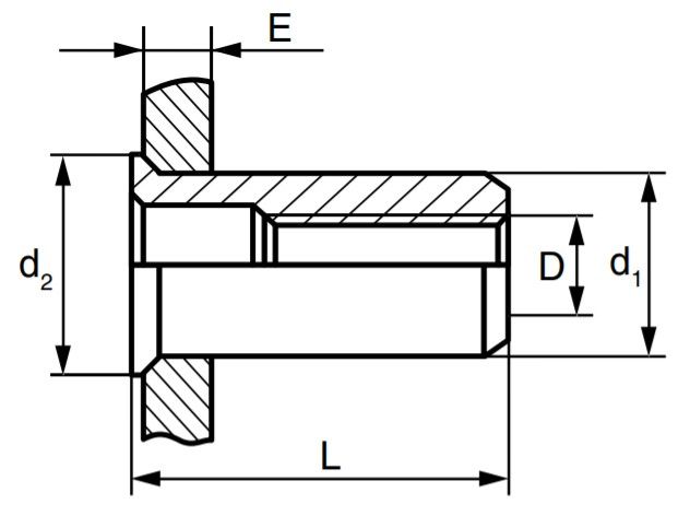 Резьбовая заклепка с уменьшенным бортиком - схема