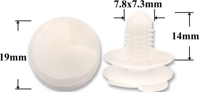 Клипса автомобильная крепежная нажимная AS-012 - размеры