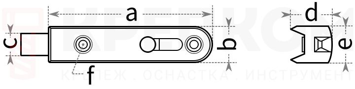 Задвижка мебельная с ограничителем - схема, чертеж