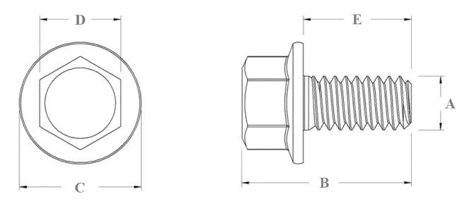 Болт (винт) шестигранный М10х1,5х9 мм с фланцем - схема, чертеж