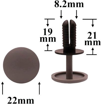 Клипса автомобильная крепежная с нажимным штырьком AS-1427 - схема