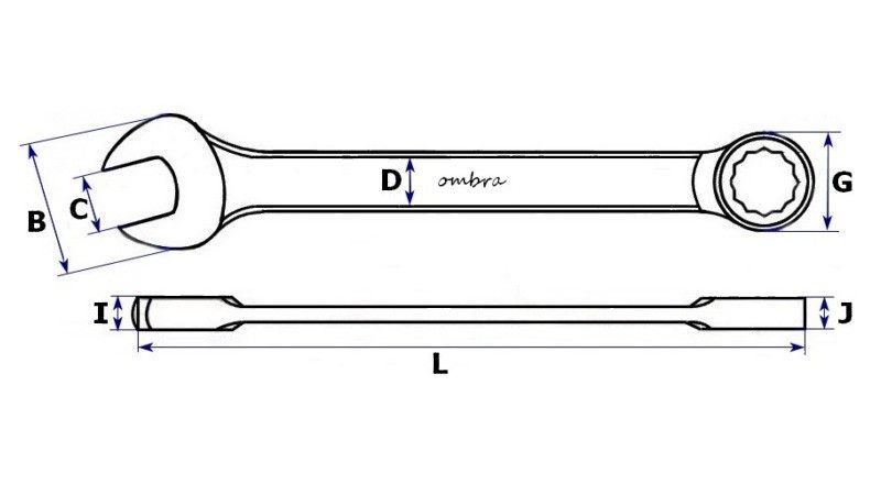 Комбинированные трещоточные ключи Ombra, схема