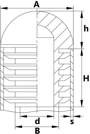 Схема заглушки со сферической шляпкой
