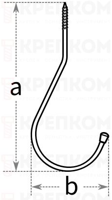 Крюк ввертный округлый Domax - схема, чертеж