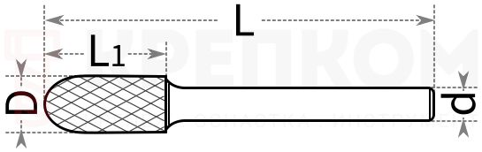 Борфреза твердосплавная HP Профоснастка форма C - схема, чертеж
