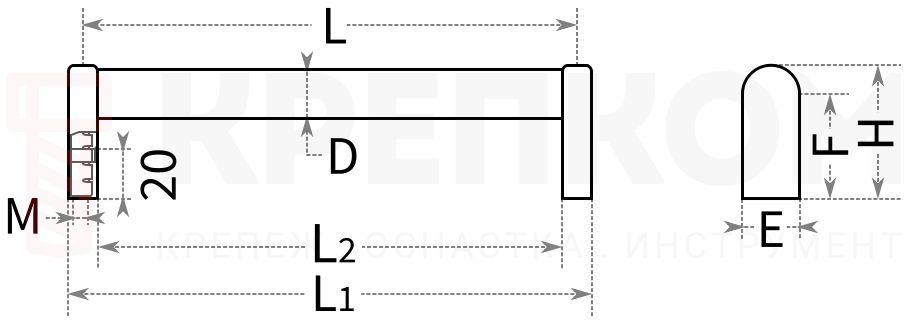 Ручка дверная M22 - схема