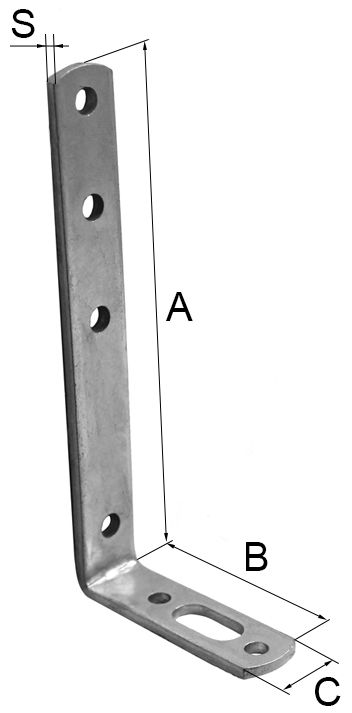 Уголок бытовой 55х180х17х3 мм UBKR, оцинкованная сталь - размеры, чертеж