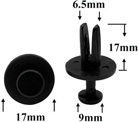 Клипса автомобильная крепежная с нажимным штырьком AS-041 - размеры