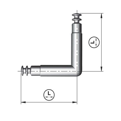 Шток двусторонний угловой SPIRAL LOCK - размеры