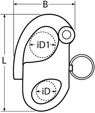 Карабин отцепной с мочкой 8288 схема чертеж, fixed snap shackle schema