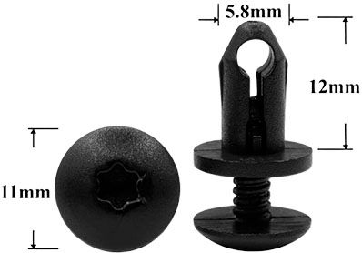 Клипса автомобильная крепежная с резьбовым штырьком AS-253 - схема