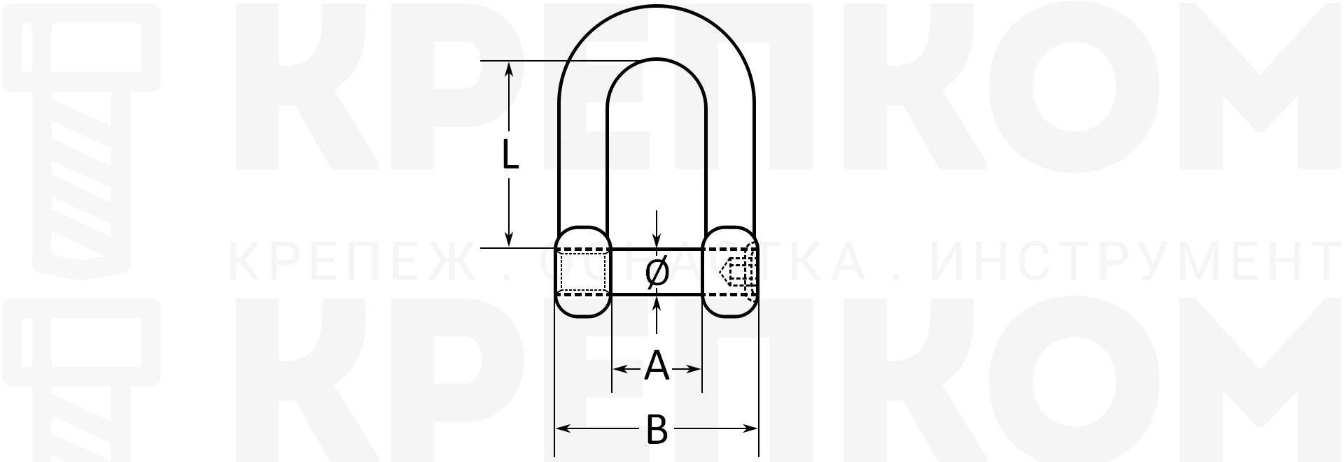 Скоба D-образная с шестигранным штифтом 8482 схема