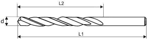 Сверло удлиненное по металлу DIN 1869 h8 15xD HSS-G 135° H-Tools - схема