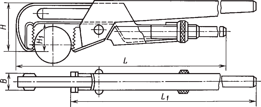 Ключ газовый 45° ГОСТ 18981-73 ВИЗ - схема