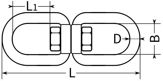 Вертлюг кольцо-кольцо 8254 - чертеж, схема (swivel)