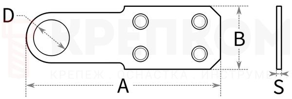 Проушина для навесного замка PZP - схема, чертеж