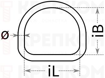 Кольцо D-образное сварное 8274, d-ring polished, ring m8376 - чертеж схема