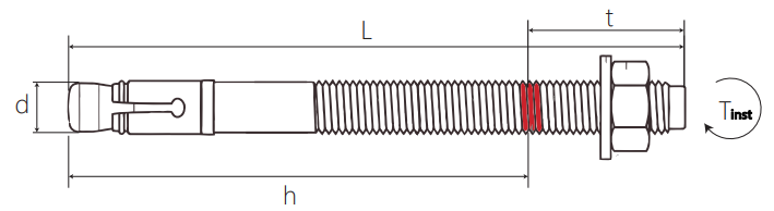 Анкер распорный клиновой WA-HF - схема