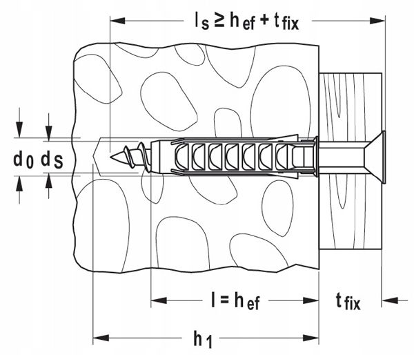 Дюбель Fischer SX - схема, чертеж